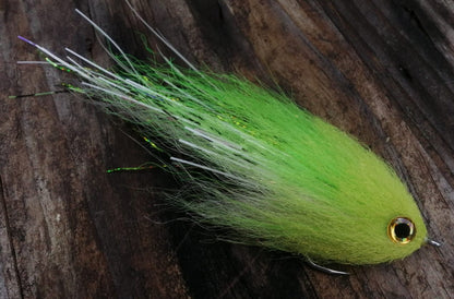 Chartreuse/White 6 inch peacock bass streamer fly